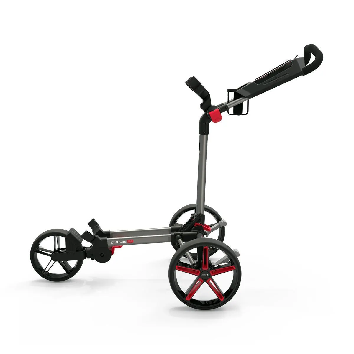 Powakaddy DLX-Lite FF Push Trolley - Gunmetal With Red Trim 7 Powakaddy DLX-Lite FF Push Trolley - Gunmetal With Red Trim - Image 5