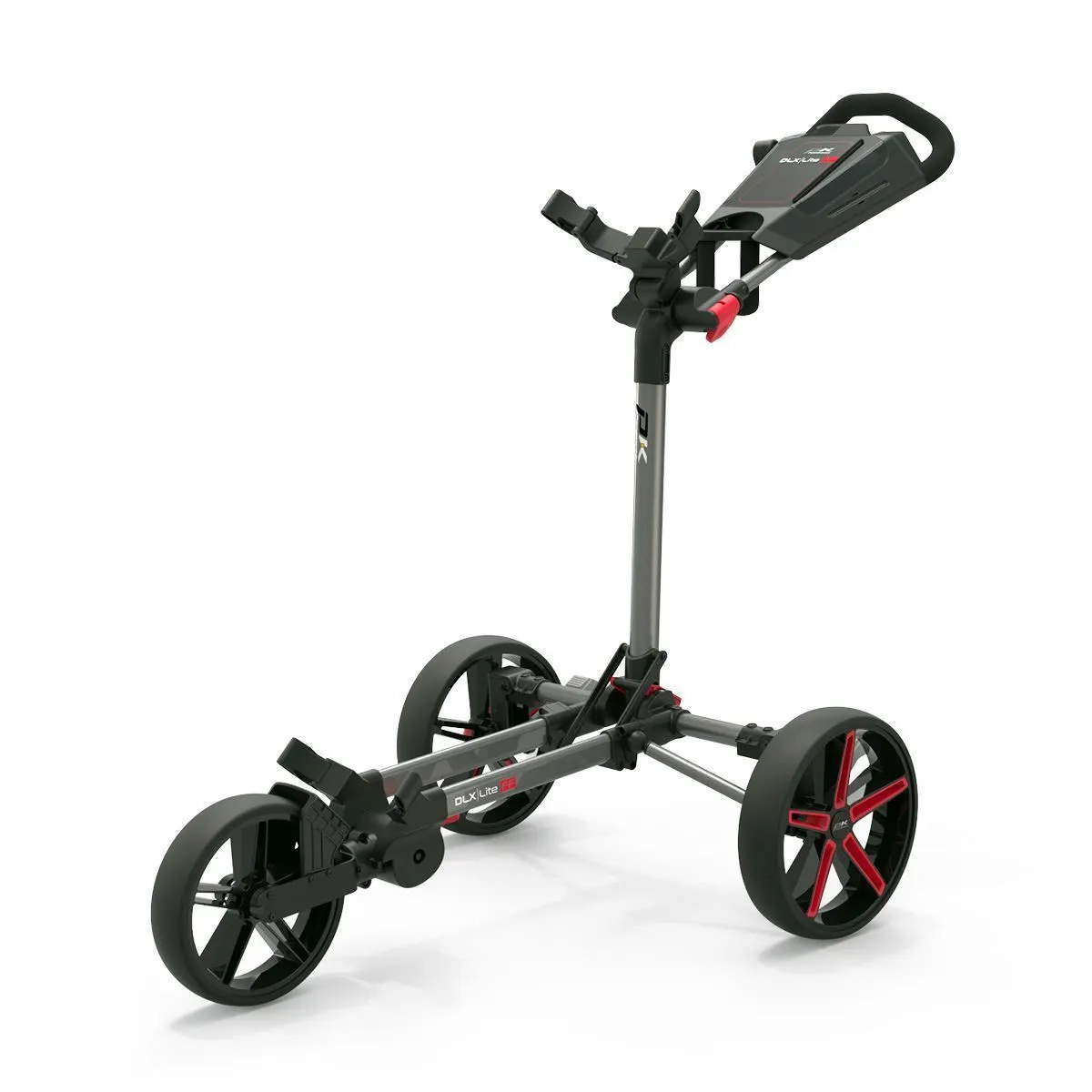 Powakaddy DLX-Lite FF Push Trolley - Gunmetal With Red Trim 3 Powakaddy DLX-Lite FF Push Trolley - Gunmetal With Red Trim