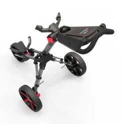 Powakaddy Micra Push Trolley - Gunmetal With Red Trim -Golf Bags Shop 0021786 powakaddy micra push trolley gunmetal with red trim