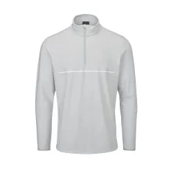 Oscar Jacobson Darwin Quarter Zip Lightweight Mid Layer - Lunar Grey/White