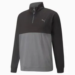 Puma Gamer Colourblock Quarter-Zip Golf Pullover - Puma Black/Quiet Shade