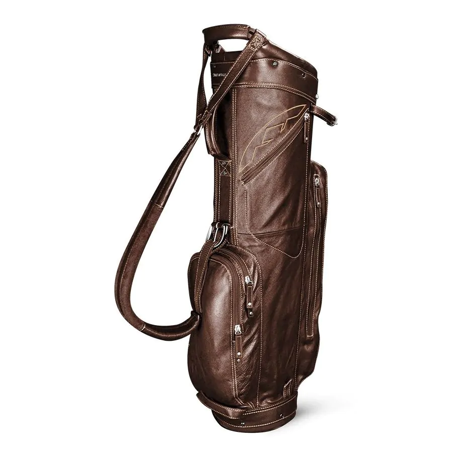 Sun Mountain Golf Sun Mountain Leather Cart Bag - Brown/Khaki 3 Sun Mountain Golf Sun Mountain Leather Cart Bag - Brown/Khaki
